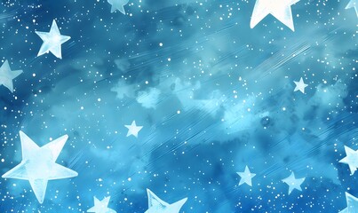 Obraz premium Stars in a blue sky and a simple illustration style, Generative AI