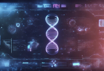 DNA medical screen hologram science hud data analysis body research background futuristic Screen DNA