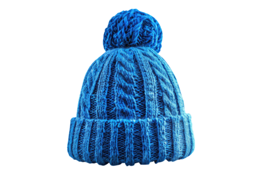 Blue knitted hat isolated on transparent background