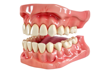 Dental procedure with a mouth prop isolated on transparent background