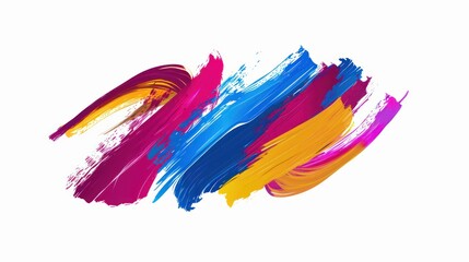 Abstract Colorful Brushstrokes on White