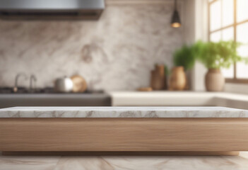 Kitchen podium background food product stand table pedestal display wooden platform Empty podium cou