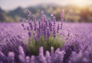 Naklejka premium Lavender podium flower background purple product nature platform stand summer 3d table Cosmetic podi