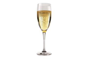 Glass of champagne isolated on transparent background