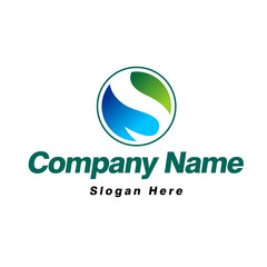letter S circle logo herbal nature template