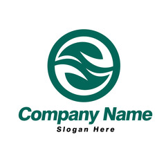 Obraz premium green circle leaf herbal logo template