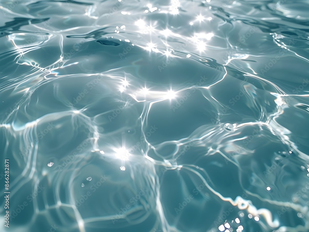 Poster captivating shimmering patterns in crystal clear pool water with sunlight reflections