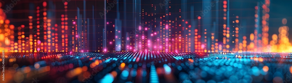Poster vibrant abstract financial data visualization symbolizing modern growth strategies