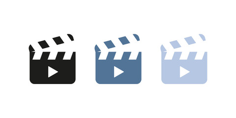 Clapper board icon set transparent background web and apps.