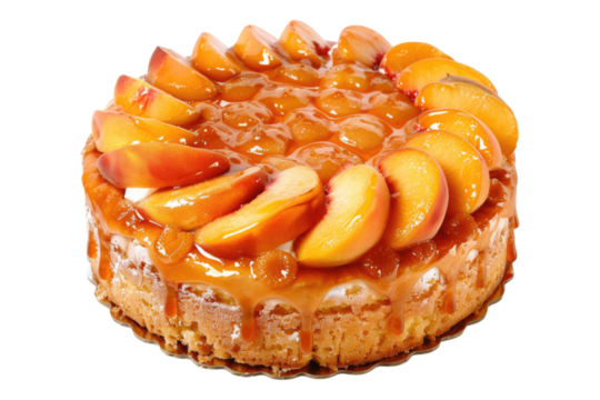 Peach cake isolated on transparent background