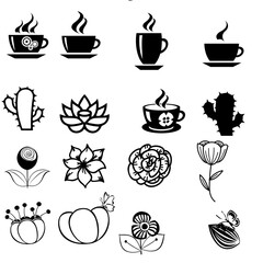 A transparent background image of a coffee mug and beautiful flowers can be used to make a coffee shop logo or a plant garden logo as well.