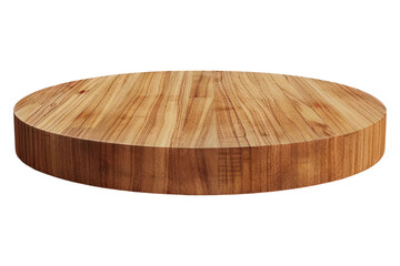 Round wooden marble podium isolated on transparent background