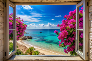 view from the hotel window on vacation at sea © Sheviakova