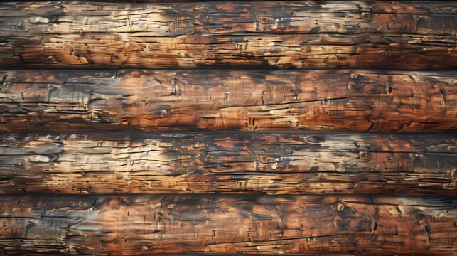 Close up of weathered wooden logs