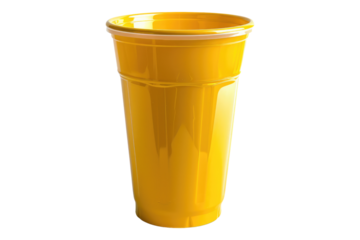 yellow plastic party cup isolated on transparent background