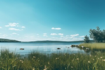 Fototapeta premium Lake landscape outdoors horizon. 