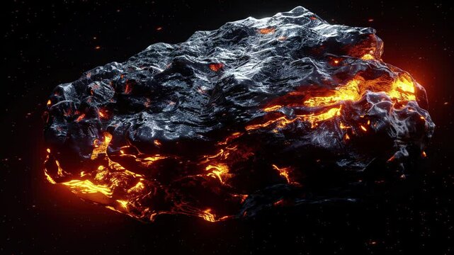 view of a giant asteroid burning in outer space