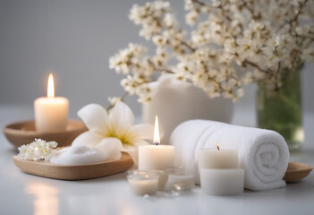 Spa background towel bathroom white luxury concept massage candle bath Bathroom white wellness spa b