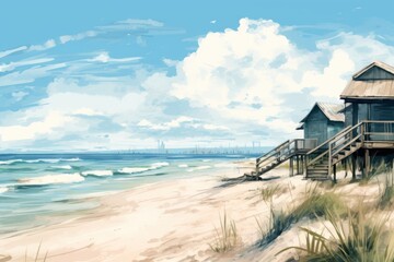Fototapeta premium Beach architecture landscape building. 