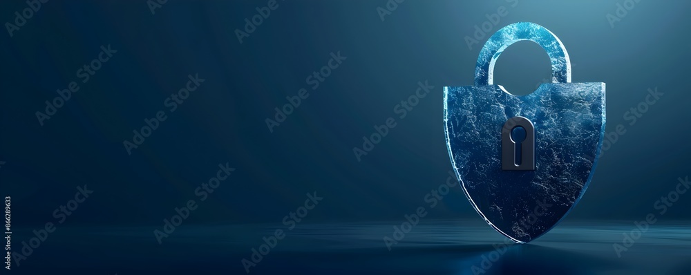 Poster fortified digital security padlock icon symbolizing robust protection and encryption