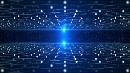 Metaverse Hi tech neon sci fi tunnel user floating 5g digital data Matrix encrypt numbers space sci fi tunnel. news studio background, high-tech product promotion, corporate promotion cyberspace