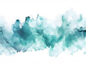 Sky Blue Watercolor Blobs on White Background