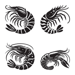 Obraz premium Silhouette shrimp Design black color only Vector illustration