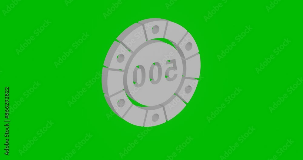 Poster animation of rotation of a white poker chip symbol with shadow. simple and complex rotation. seamles