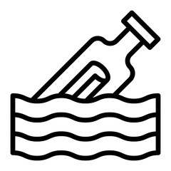 Message In Bottle Line Icon Design