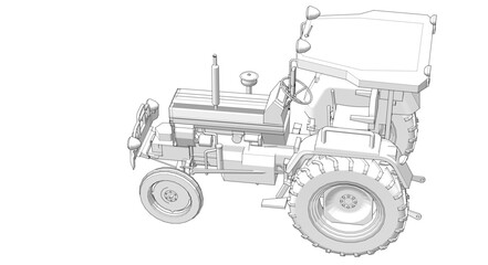 tractor graphic sketch illustration 3d	
