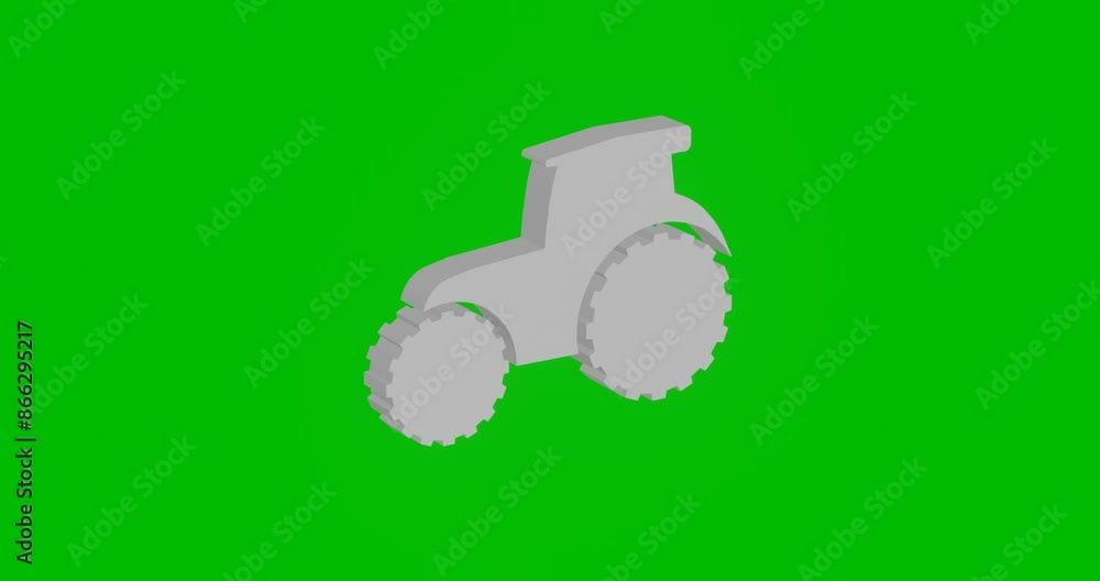 Poster animation of rotation of a white tractor symbol with shadow. simple and complex rotation. seamless l