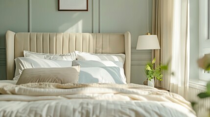 bed with pillows, cozy bed with blankets, comfy home