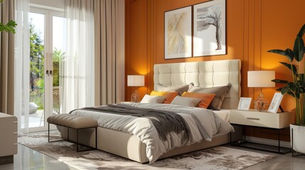 bed with pillows, cozy bed with blankets, comfy home