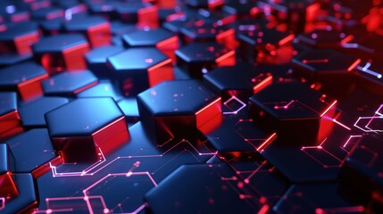 Obraz premium Abstract Hexagon Pattern with Neon Lights