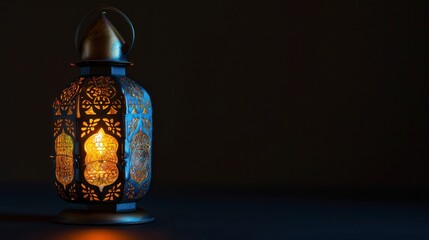 Ornamental Lantern Illuminates a Dark Background