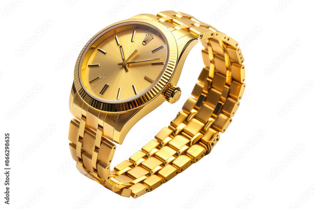 Wall mural premium gold watch isolated on transparent background