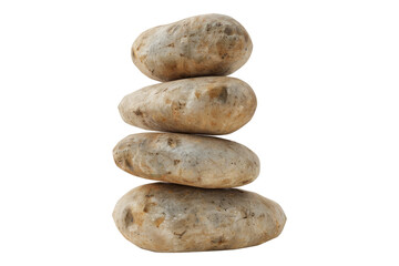 Stack of potatoes isolated on transparent background