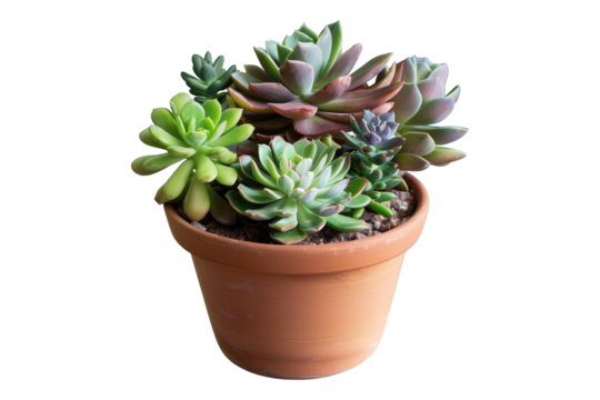 Succulents potted isolated on transparent background