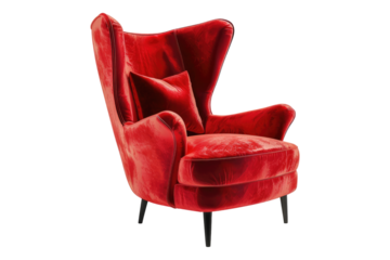 Velvet lounge chair isolated on transparent background