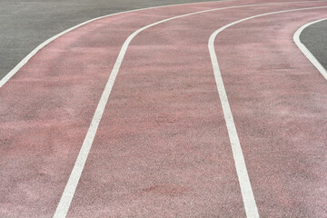 Fototapeta premium Detail of the running track on a school sports field