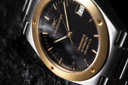 Milano Italia_22 marzo_2024.  detail IWC ingenieur Ref 3508 watch with steel and gold case, 1990s