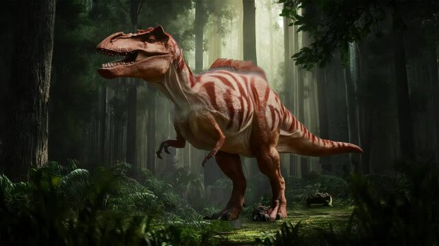 dinosaur in forest, dinosaur in jungle, raptor in forest, big animal in jungle, forest