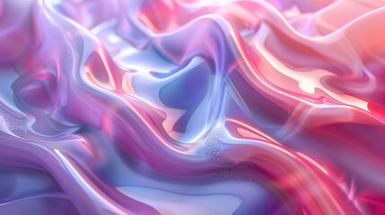 Obraz premium Abstract iridescent liquid background with pink, purple, and blue colors. 3D render illustration, modern design and background.