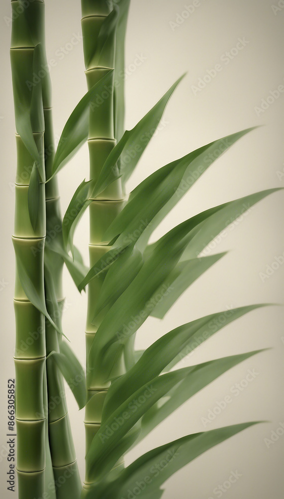 Wall mural Sculpted Stucco Artwork of Majestic Bamboo Shoots Bamboo Leaves and Stems Crafted in 3D Relief Evoki