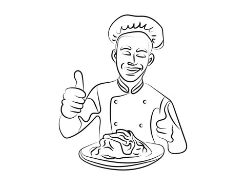 recommend clip art: Hand drawn chef outline illustration vector