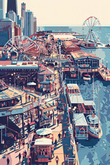 Exploring Navy Pier, Chicago - Ultra-Detailed Illustration