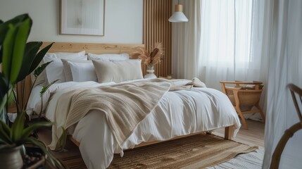 cozy bedroom home, bedroom interior design, beautiful home, plants, lights, comfy bed