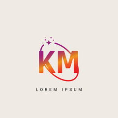 KM MK unique logo vector template illustration