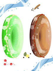 コーラとメロンソーダ柄の浮輪