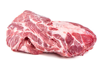 Chilled pork buston butt, isolated on white background.